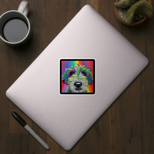 Sheepadoodle Rainbow Painting by KayBee Gift Shop